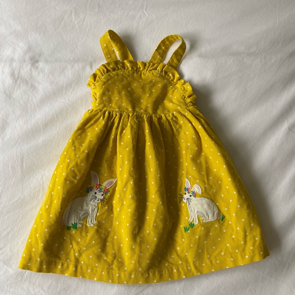 Yellow mini Boden baby toddler bunny dress (pinnie)